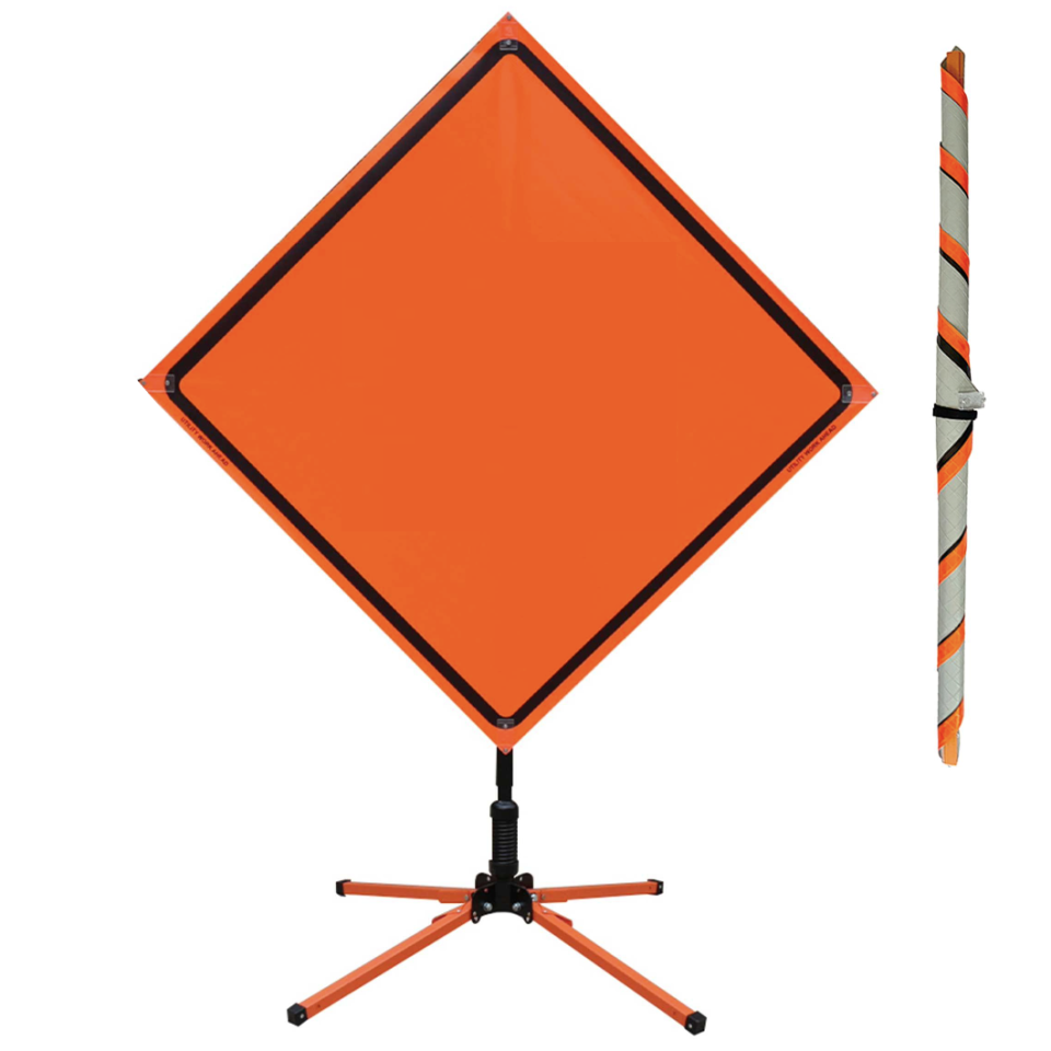 "Left Lane Closed Ahead" Roll-Up Traffic Sign